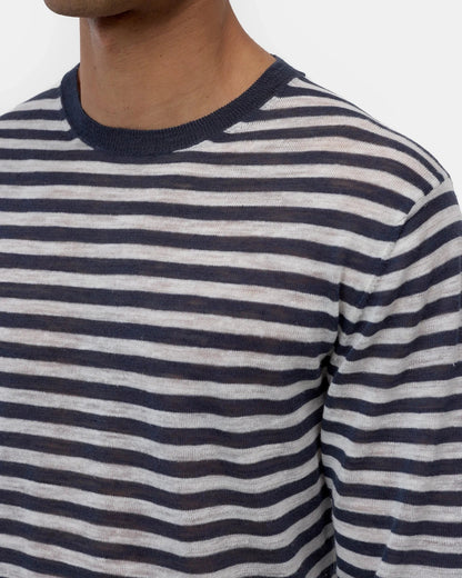 Striped Linen Blend Sweater | Magma Black
