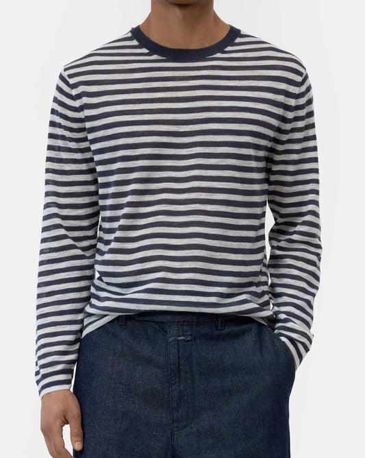 Striped Linen Blend Sweater | Magma Black