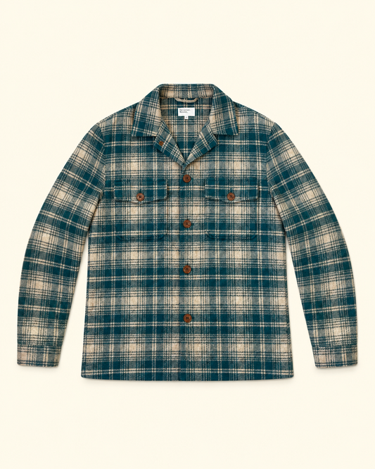 Checked Wool-Blend Overshirt | Green