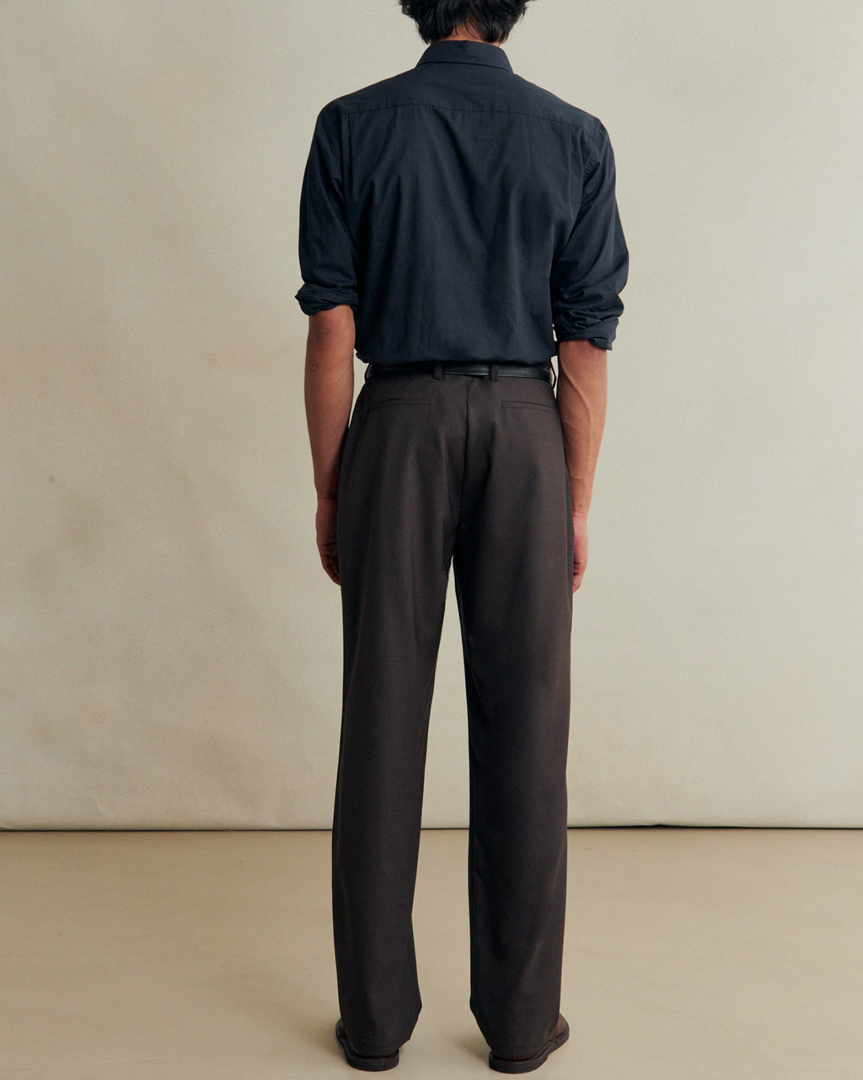 One Pleat Trousers | Bark Brown