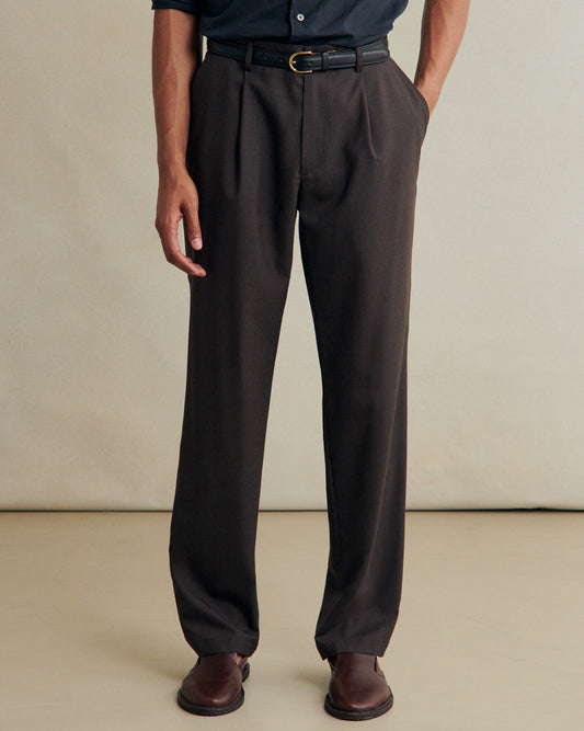 One Pleat Trousers | Bark Brown