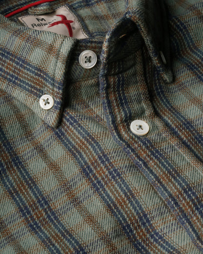 Chamois Lined Flannel | Sage Navy Plaid