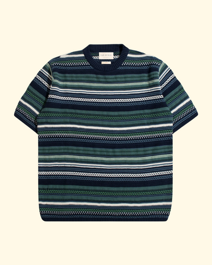 Newport Knitted Top | Blue Green Stripe