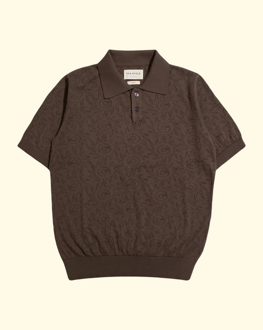 Belser Knitted S/S Polo | Dark Brown