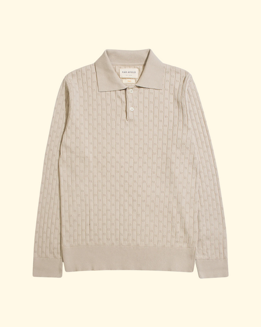 Jacobs L/S Polo | Peyote Sand Perforated Lace