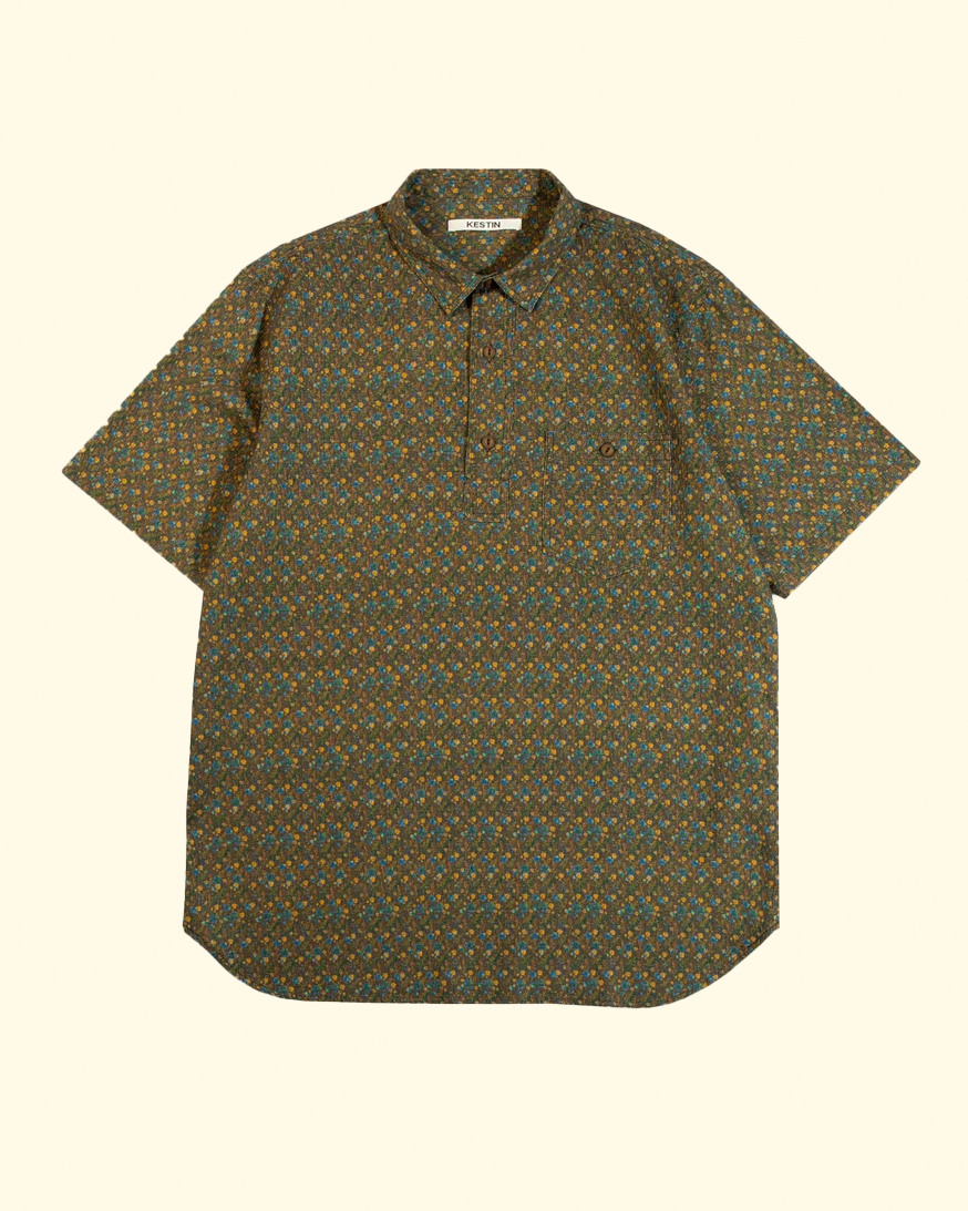 Granton Short Sleeve Shirt | Olive Thistle Print