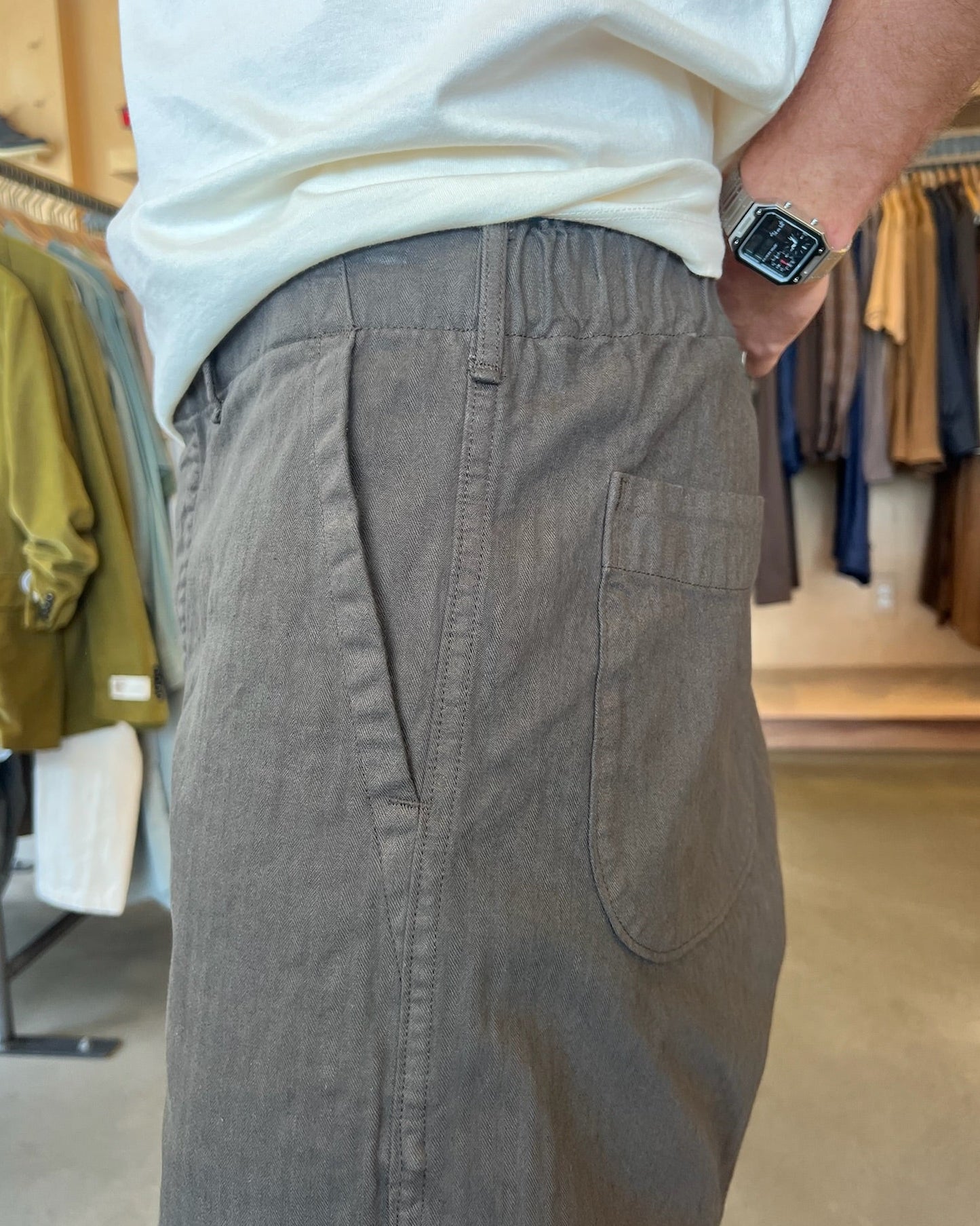 French Work Pant Herringbone Twill | Coffee Brown