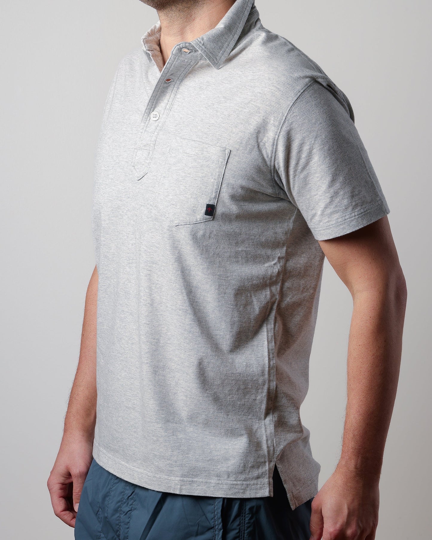Fineline Jersey Polo | Stone & White