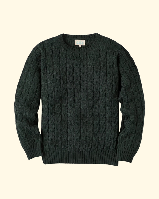 Highland Cableknit Crewneck | Evergreen