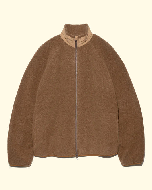 Boiled Wool Zip up Sweater | Light Brown