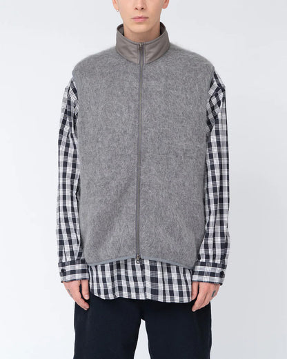 Zip-Up Mohair Vest | Heather Grey