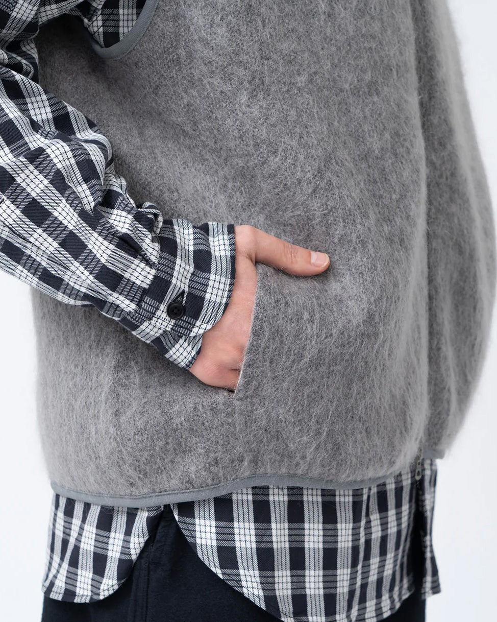 Zip-Up Mohair Vest | Heather Grey