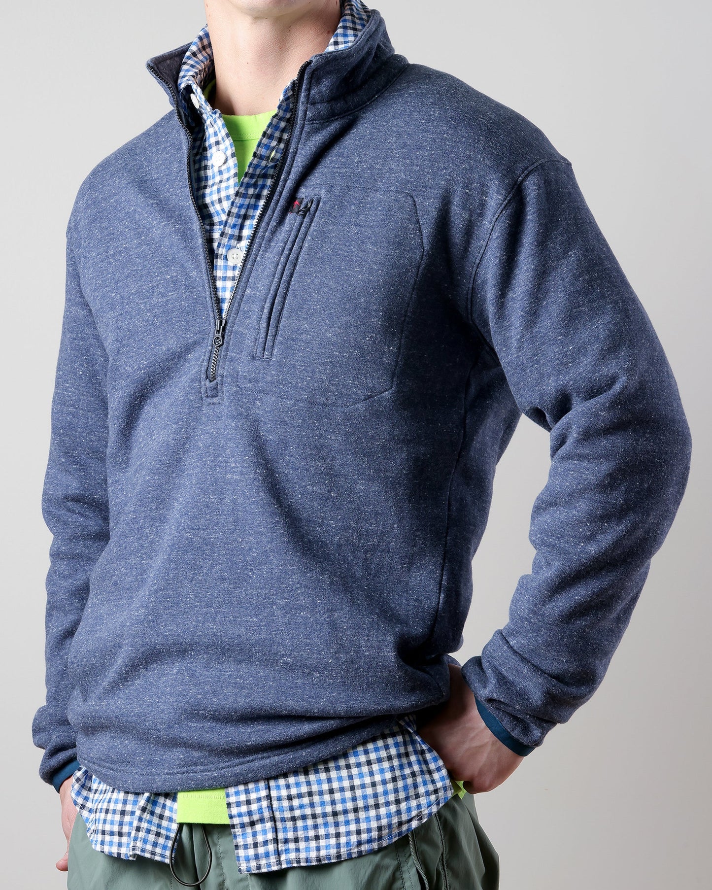 Micropile Half-Zip | Navy Fleck