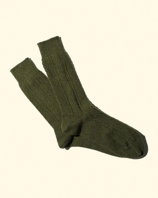 Wool Cashmere Links Crew | Olive