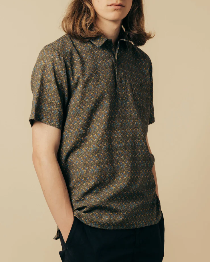 Granton Short Sleeve Shirt | Olive Thistle Print