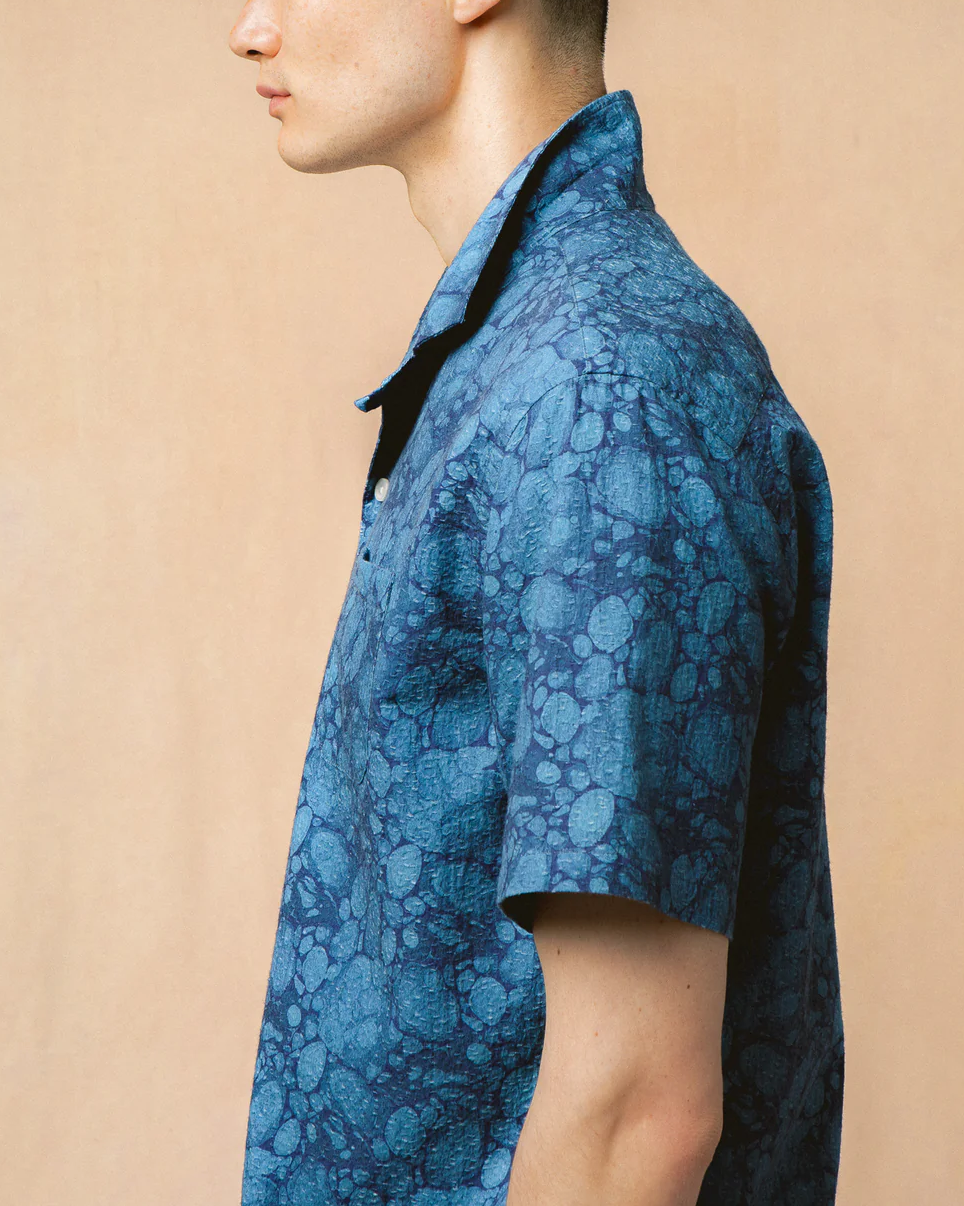 Crammond Shirt | Blue Marble Print