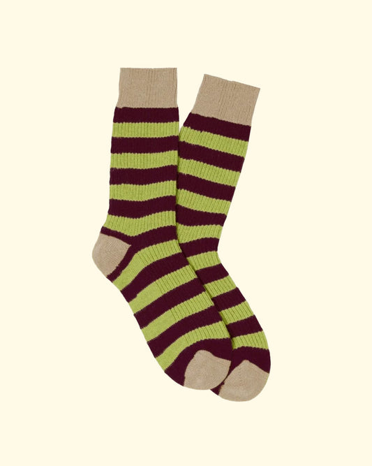 Striped Soft Socks | Matcha/Plum Stripe