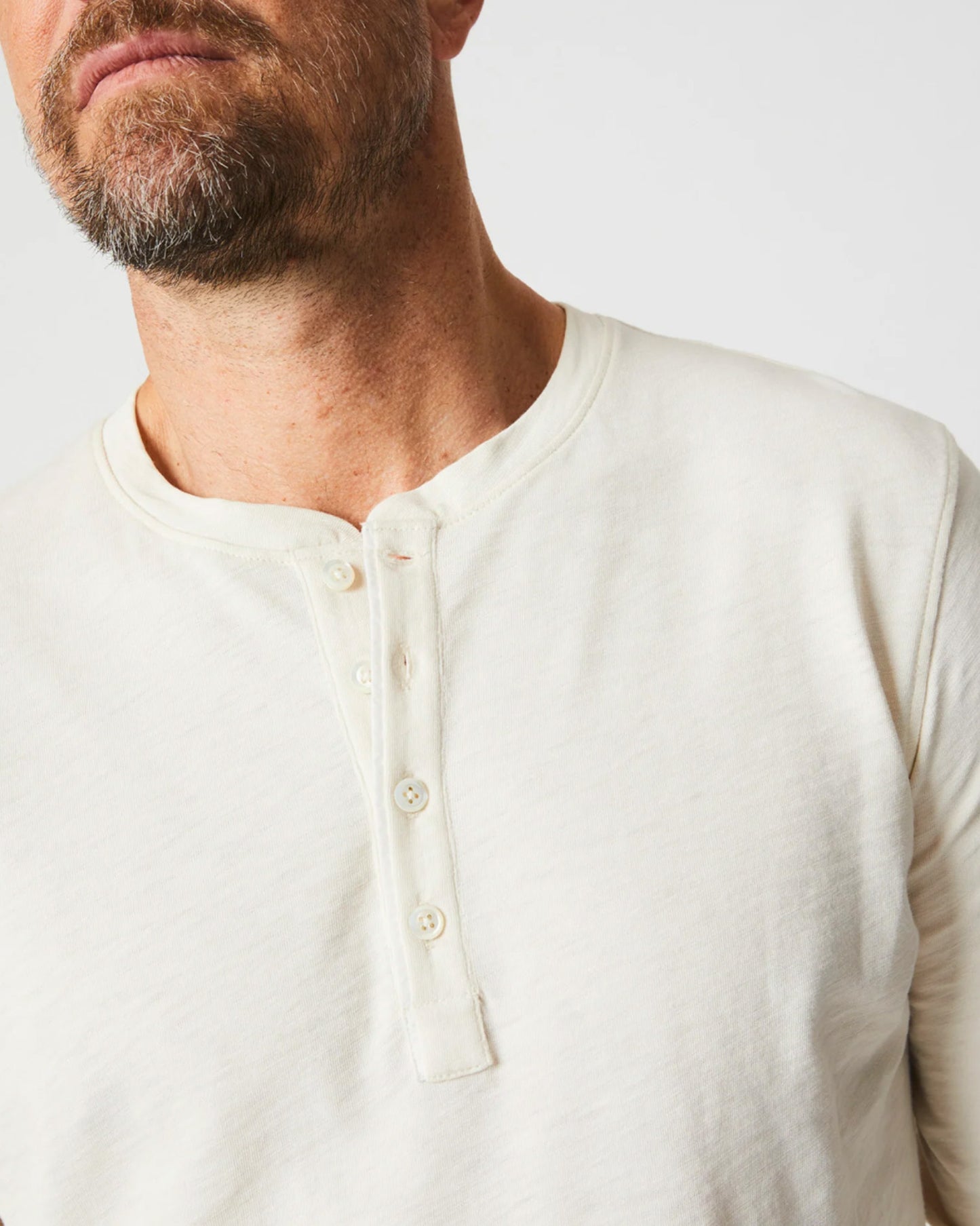 Long Sleeve Organic Cotton Henley | Tinted White