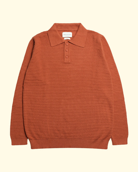 Renard Knitted Polo | Burnt Orange