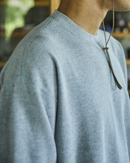 Waffle-Knit Crew | Heather Gray