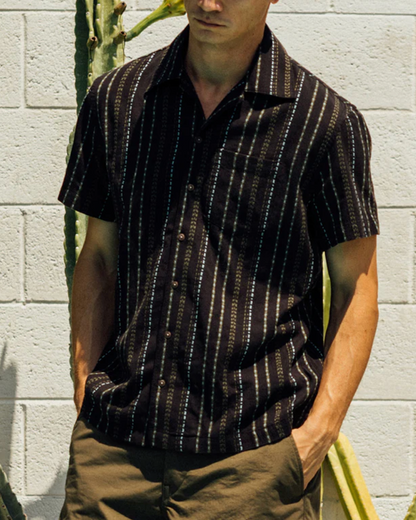 The Wrench Dobby Stripe S/S | Black