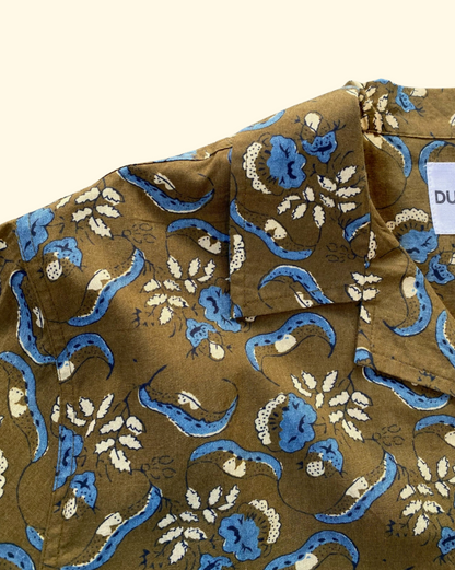 Don Floral Shirt | Olive & Blue