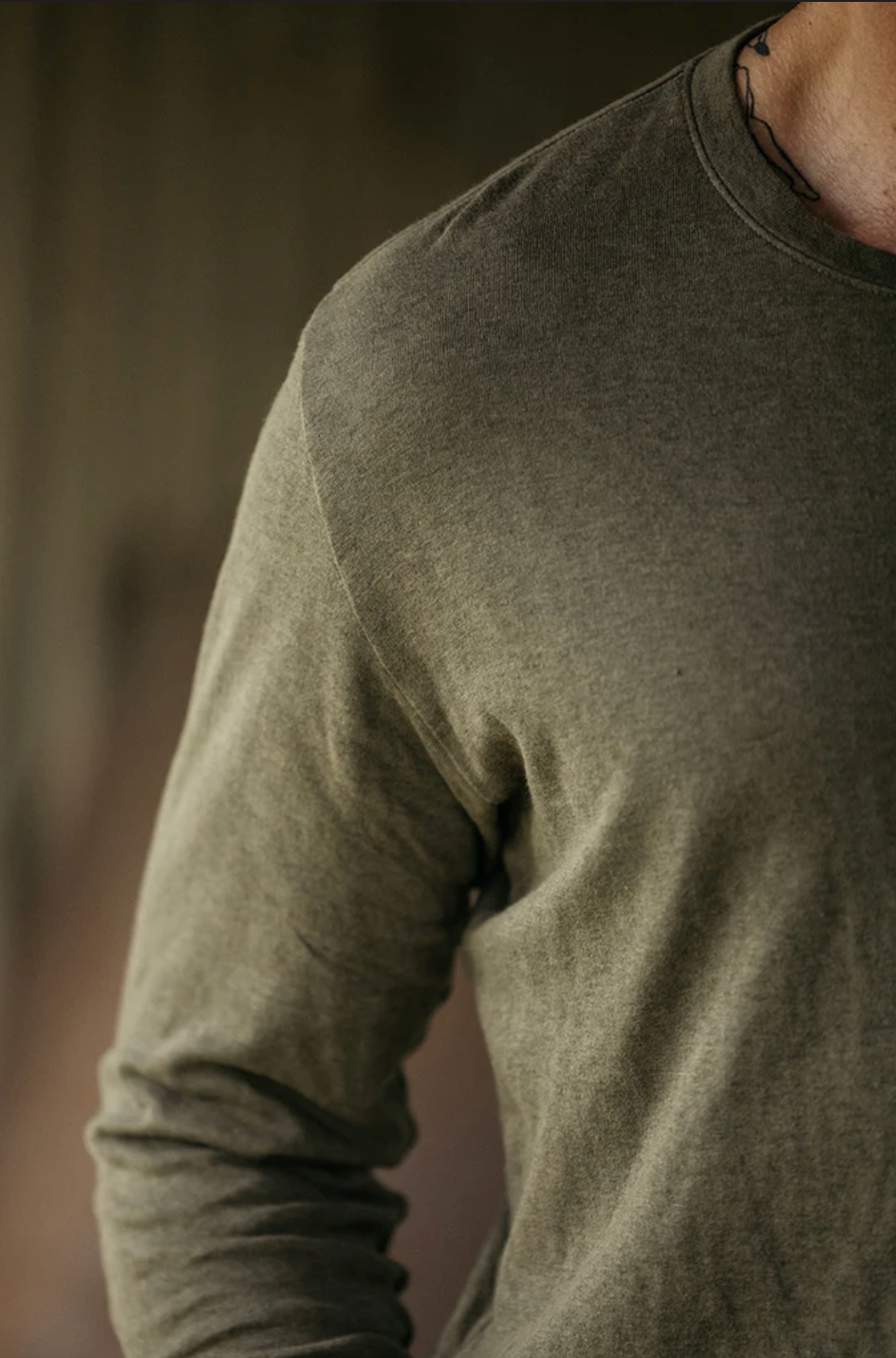 Drill Double Knit Crewneck | Military Green