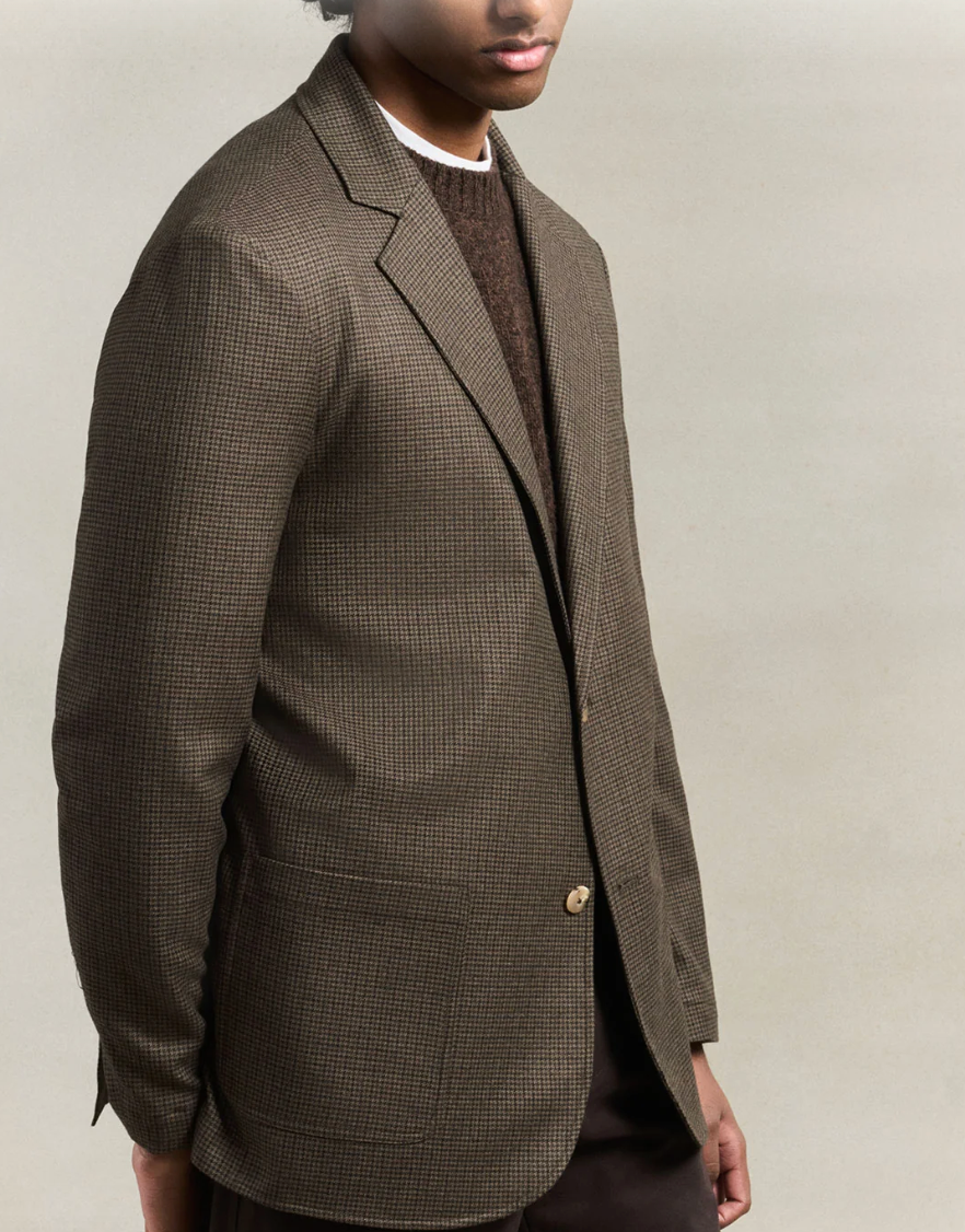 Writer's Jacket | Mini Houndstooth Olive