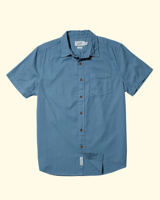 Lorenzo Dobby Shirt Sleeve Shirt | Blue Stone