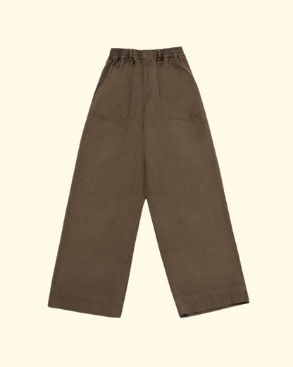 One Tuck Wide Fatigue Pants | Brown