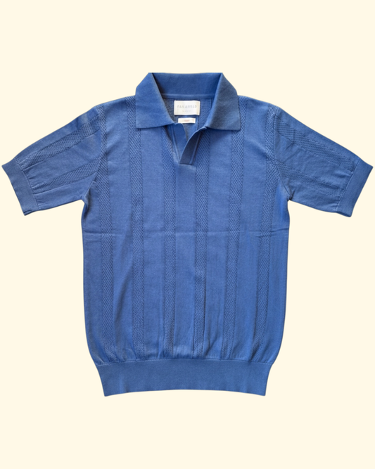 Clifford Knit Polo | Perforated Blue