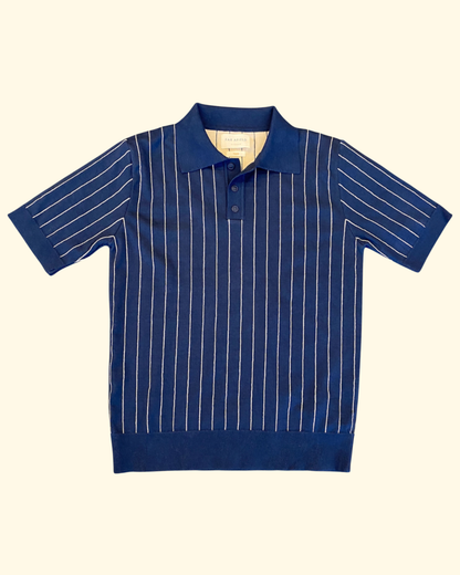 Benny Pinstripe Knit | Navy & Sand