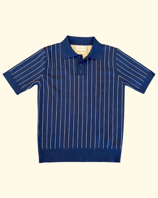 Benny Pinstripe Knit | Navy & Sand