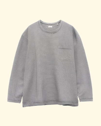 Stripe Pocket L/S Tee | Navy/White