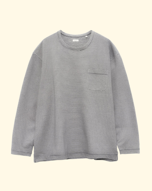 Stripe Pocket L/S Tee | Navy/White
