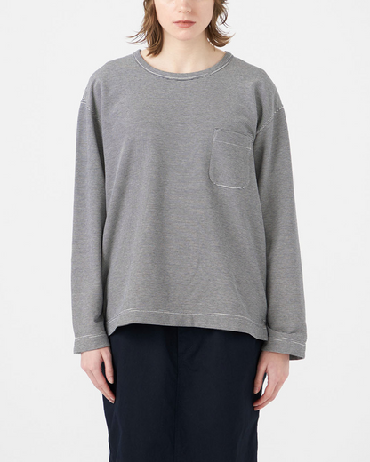Stripe Pocket L/S Tee | Navy/White