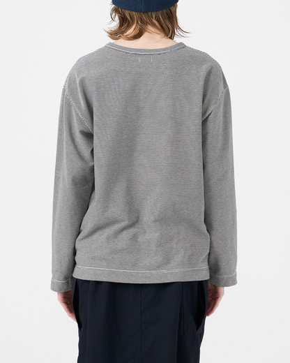 Stripe Pocket L/S Tee | Navy/White