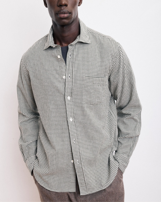 Paul Woven Checkered Shirt | Green & Ivory