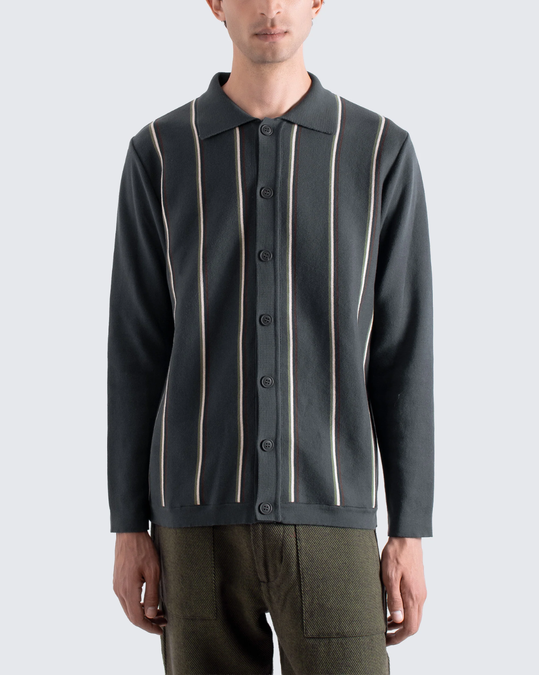 Zigger Cardigan | Grey Kuki Stripe