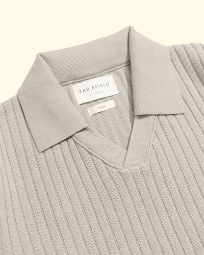 Clifford Knit Ribbed Polo | Stone