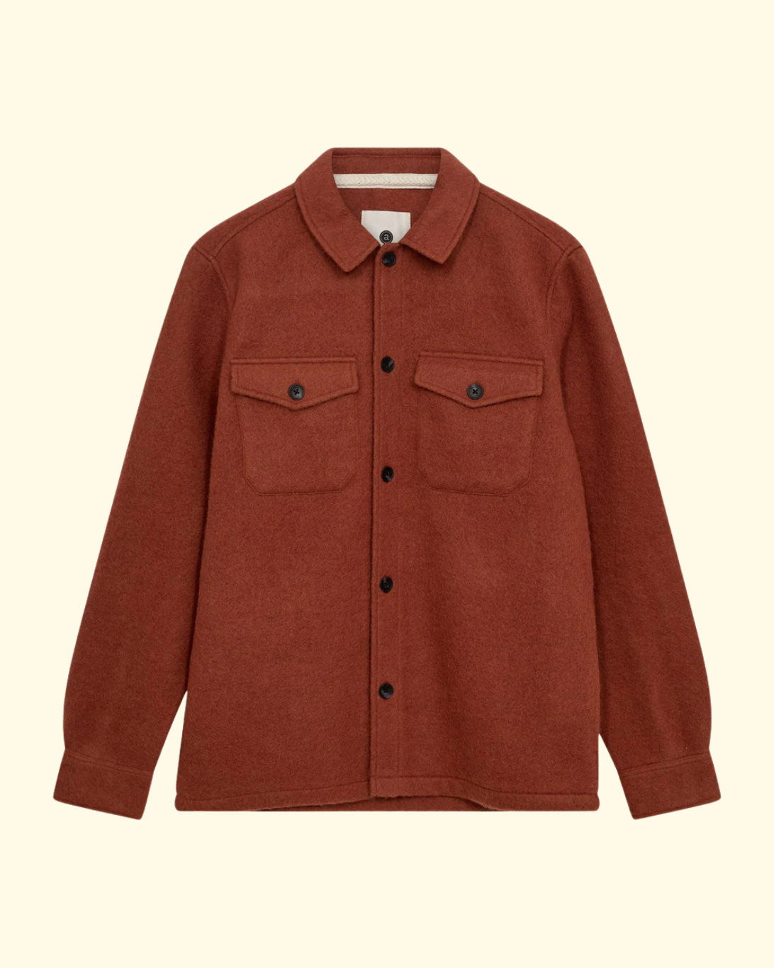 Akoscar Boiled Wool Overshirt | Chili Oil