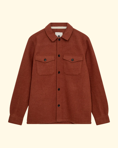 Akoscar Boiled Wool Overshirt | Chili Oil