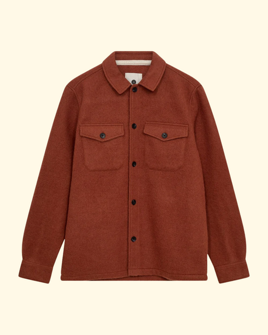 Akoscar Boiled Wool Overshirt | Chili Oil