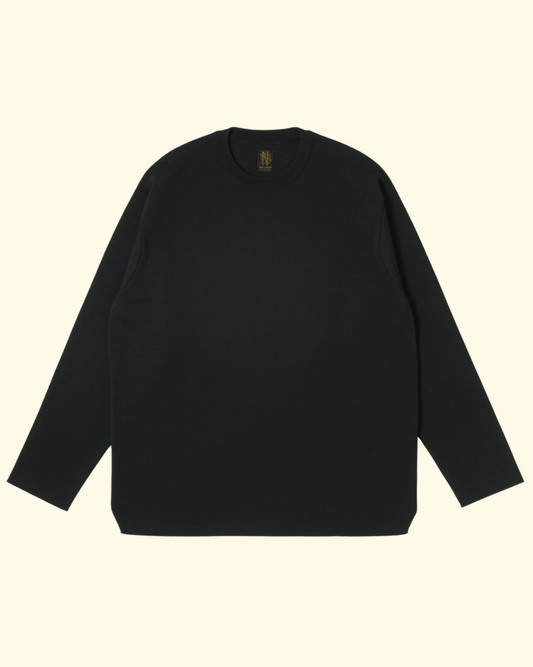 32G Smooth Wool Crew Neck | Black