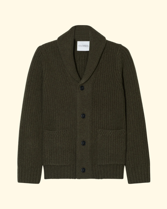 Scarf Collar Cardigan | Marsh Green