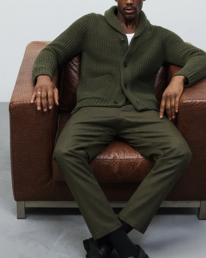 Scarf Collar Cardigan | Marsh Green