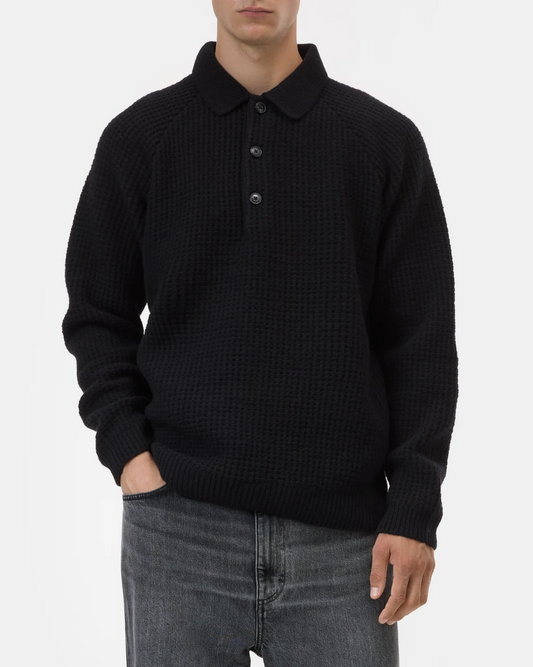 Knitted Wool Polo | Black