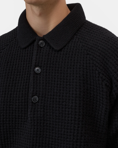 Knitted Wool Polo | Black