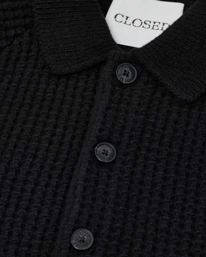 Knitted Wool Polo | Black