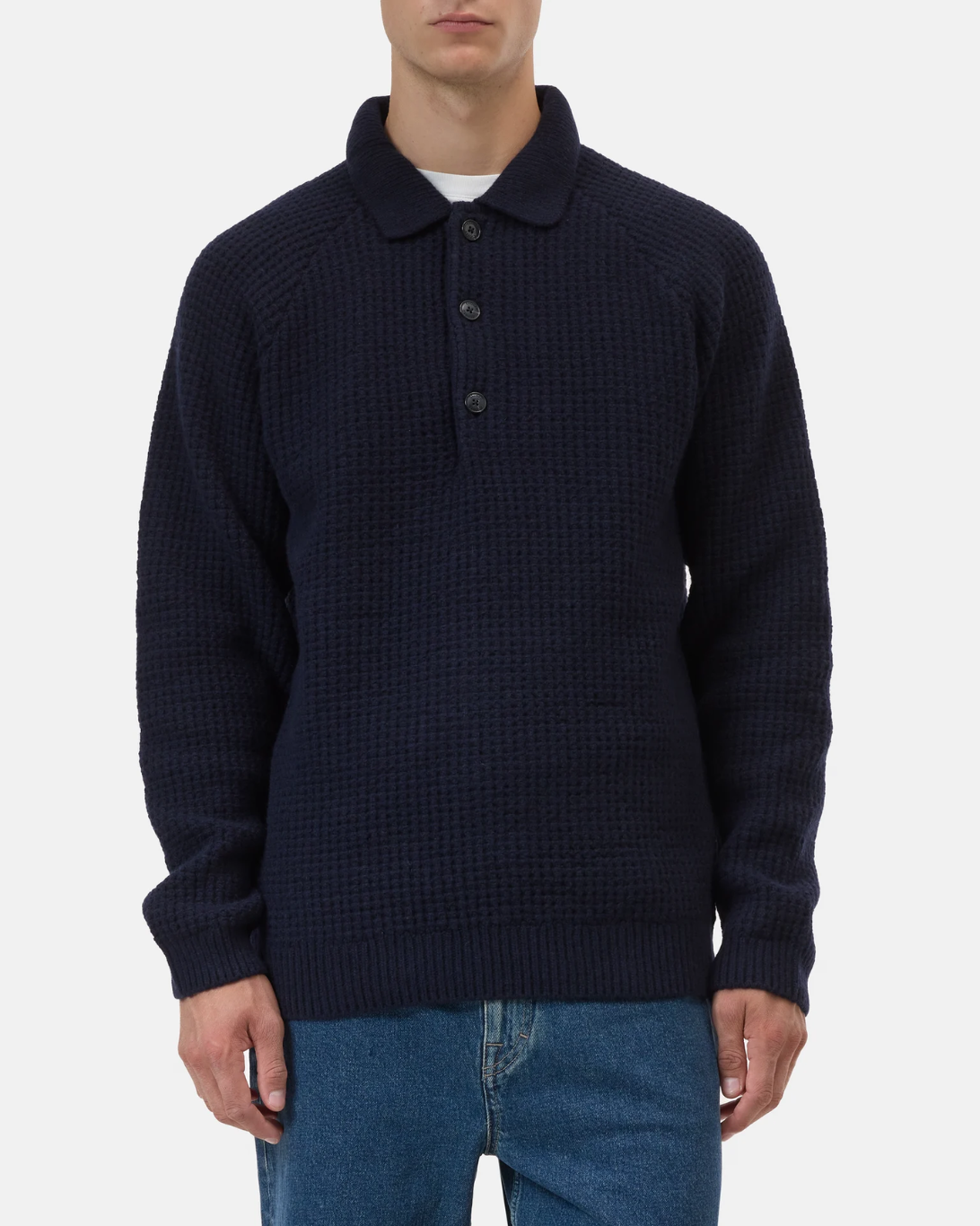 Knitted Wool Polo | Dark Night